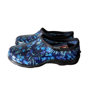 Sloggers Original Waterproof Rain and Garden Shoe for Women– Outdoor Slip-On Garden Clog - Made in The USA with Premium Comfort Insole and Arch Support - Blue Floral, Size 8