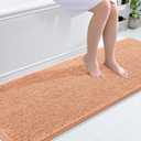 OLANLY Bathroom Rugs 70x24, Extra Soft Absorbent Chenille Bath Rugs, Rubber Backing Quick Dry, Machine Washable Bath Mats for Bathroom Floor, Tub and Shower, Home Decor Accessories, Peach