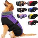 IECOii Extra Warm Dog Coat - Reflective Adjustable Dog Jacket with Buckle Fleece Turtleneck for Cold Weather - Soft Winter Coat for Dogs (Small(Chest:12.6-16.5 in), Purple)