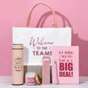 Thenshop 6 Pcs Welcome to the Team Gift Set, New Employee Welcome Gifts Including Tote Bag, Notebook, Pen, Scented Candle, Tumbler, and Pen Cover for Men Women New Employees, Coworkers (Pink)