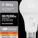 Feit Electric 3-Way A19 LED Light Bulb, 30/70/100W Equivalent, 5CCT Adjustable White (2700K5000K), 1600 Lumens, Dimmable, 25,000-Life Hours, Energy Saving for Lamps & Fixtures, OM30/100/5CCTCA