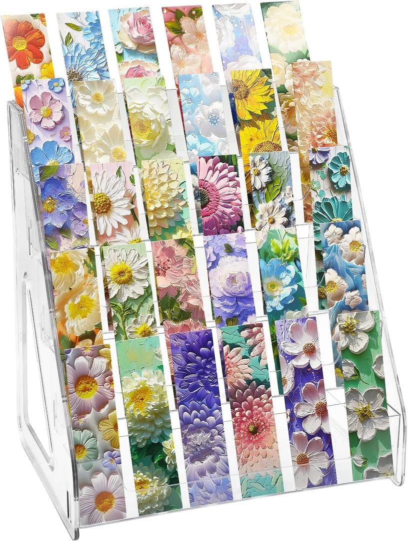 5 Tier Bookmark Display Stand for Vendors, Clear Bookmark Sticker Holder Greeting Card for Business Vendor, Retail Store Shop