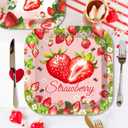 24pcs Strawberry Square 9 Inches Paper Plates - Strawberry Disposable Party Supplies for Birthday Parties, Baby Showers, Bridal Showers, Picnics, Summer Barbecues, Family Gatherings & Garden Parties