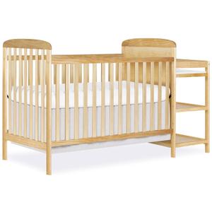 Dream On Me Anna 3 in 1 Convertible Crib With Changing Table in Natural, Converts From Crib to Toddler Bed, Day Bed and Kids Sofa, Includes 1" Changing pad, 3 Adjustable Mattress Position Baby Crib