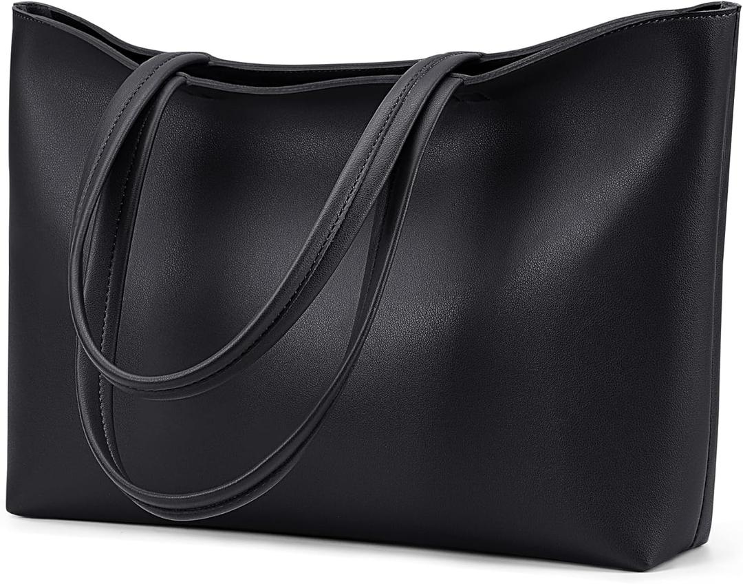 KALIDI Tote Bag Zipper Shoulder Bag Faux Leather Purses Satchel for Women Casual Handbag Work Dating College (One Size, Black-small)