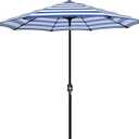 Blissun 9' Outdoor Patio Umbrella, Outdoor Table Umbrella, Yard Umbrella, Market Umbrella with 8 Sturdy Ribs, Push Button Tilt and Crank (Blue & White Stripe)
