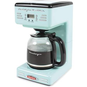 Nostalgia Retro 12-Cup Programmable Coffee Maker With LED Display, Automatic Shut-Off & Keep Warm, Pause-And-Serve Function, Aqua