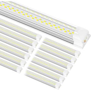 8ft LED Shop Light, 8' 100W 15000lm 6000K (12 Pack), 8 Foot Linkable led Shop Lights with Plug Fixture for Garage Workshop, T8 LED Tube Lights, High Output, (12Pack No Hanging)