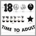 Holkcog 30pcs 18th Birthday Decorations for Boys, Black Happy 18th Birthday Banner, Hide The Car Keys, Bruh I'm 18 Cupcake Topper, Black Cake Topper, Sixteen Bday Decor Ceiling Wall Sign, 18 Party Men