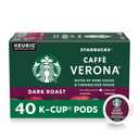 Starbucks K-Cup Coffee Pods, Dark Roast, Caff Verona for Keurig Brewers, 100% Arabica, 1 Box (40 Pods)