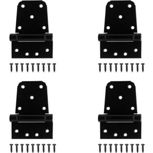 4 Pack Heavy Duty Gate Hinges 3-1/2" Black Iron Shed Door T Hinges for Barn Wood Fence with Screws