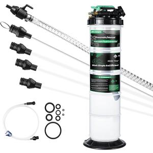 9.5 L/2.5 Gallon Oil Extractor Pump Pneumatic/Manual, Fluid Extractor Oil Change Pump Extractor with 5 Tubes and A Brake Bleeding Hose for Automotive, Boats