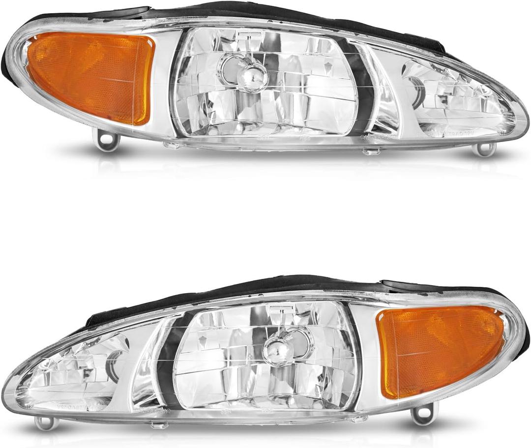 WEELMOTO Headlights for 1997-2002 Ford Escort / 1997-1999 Mercury Tracer Headlights Assembly Compatible with 1997 1998 1999 2000 2001 2002 Ford Escort Replacement Automotive
