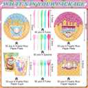 FoldTier 350 Pcs Baseball Ice Cream Dripping Birthday Party Decorations Set Ice Cream Paper Plates Napkins Fork Set Disposable Fairy Tableware Decorations Supplies for Baby Shower Dinner Serves 50