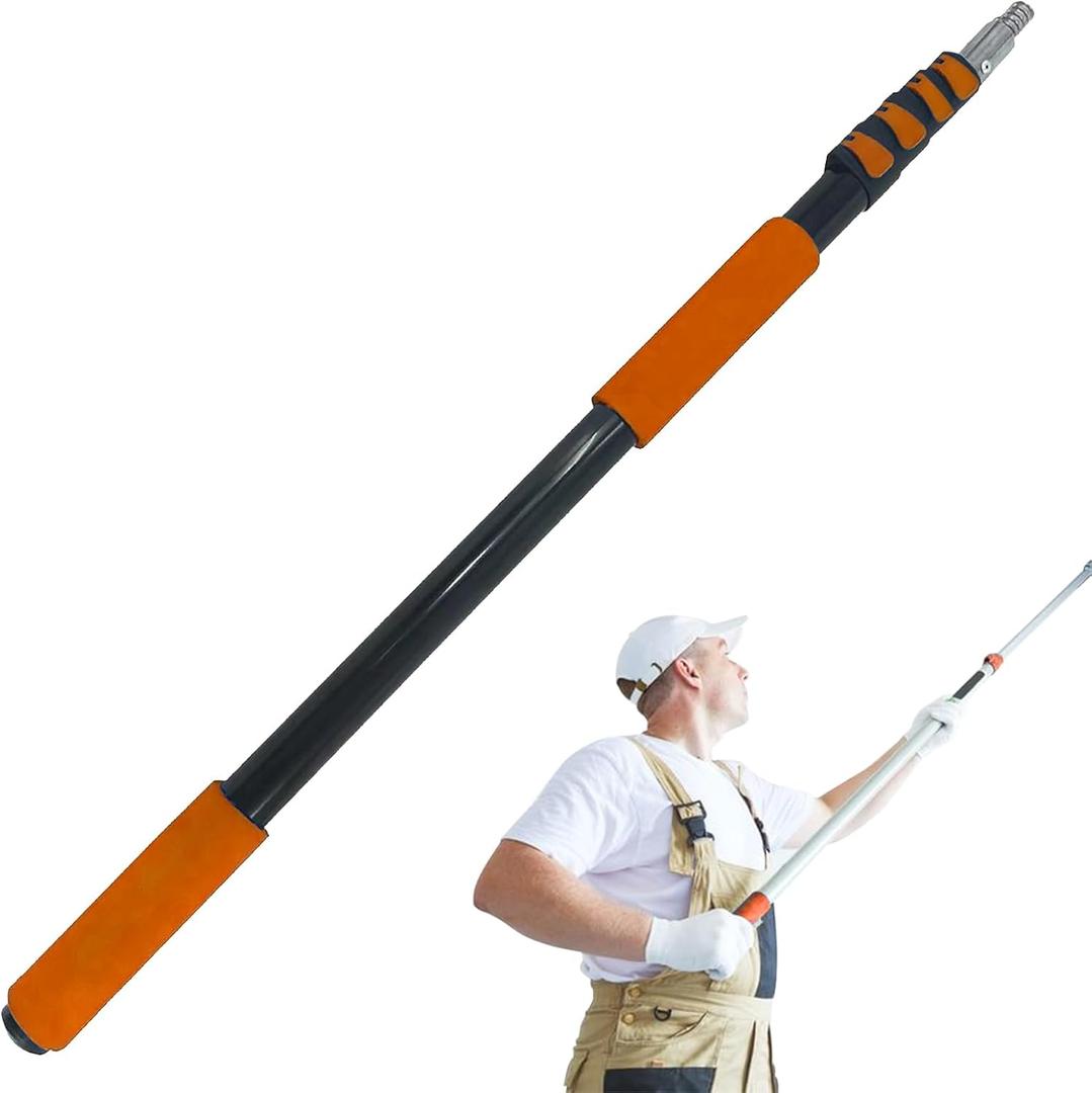 Telescoping Extension Pole, Reach to 26FT Telescoping Pole Multi-Purpose 5-20FT Lightweight, Sturdy with Universal Twist-on Metal Tip Extendable Pole for Dusting Painting Window Cleaning