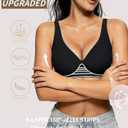 2 x 2026 Women Seamless Wireless Push Up Bras Deep V No Underwire Supportive Everyday Bra Full Coverage Plunge Bralettes (Black)