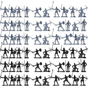 ONEST 60 Pieces Mini Medieval Knights Soldier Army Figures Soldiers Figurines Cupcake Topper Party Table Decorations