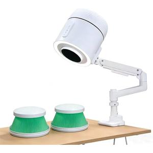 Pedicure Nail Dust Collector 200W, Quiet Overhead Manicure Vacuum Cleaner Extractor Table Clamp for Salon Acrylic Nails, Powerful Built-in Led 3500 Lumen Dimmable Nail Lamp (2PCS H13 HEPA Filters)