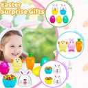 Alaeseje 24 Pack Easter Plastic Fillable Containers,Clear Carrot Bunny Chick Shaped Treat Containers,Colorful Diamond Eggs for Easter Hunt Party,Basket Stuffers Filler