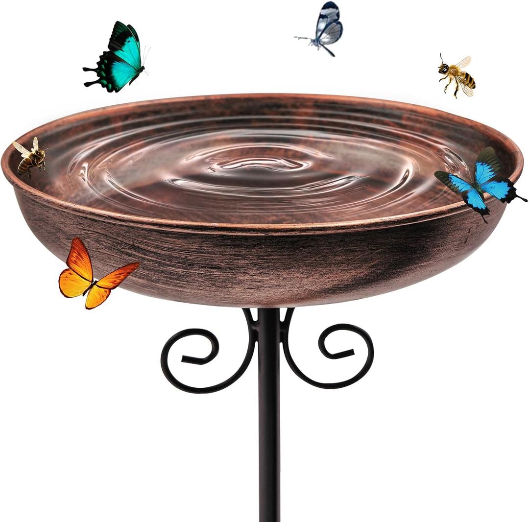 Butterfly Watering Station for Garden Outdoor, 10" Metal Bee Water Feeder Cup with Stake Vintage Style Pollinator Water Feeder for Bees, Butterflies, Small Birds for Garden Outdoor Yard Decor