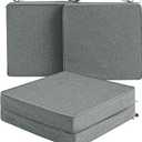 Outdoor Chair Cushions, Water-Resistant & Fade-Resistant, Patio Furniture Seat Replacement Chair Pads with Ties Zipper, Removable Cover, Non-Slip Bottom, Set of 4, 18.5 x 16 Inch, Dark Grey