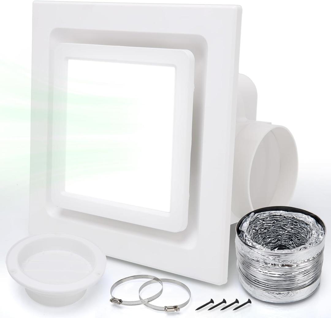 Bathroom Exhaust Fan, Bathroom Vent Fan with Light, 110 CFM 1.0 Sones 4 Inch Duct, Quiet Square Shower Exhaust Fan with Light