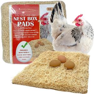 Nest Box Pads for Chicken Nesting Boxes - 13 x 13 Pads Made in USA from Sustainably Sourced Aspen Excelsior (10 Pack)