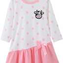 HIGHUZZA Baby Girl Fall Clothes: Soft Long Sleeve Bow Tie Print Outfits Casual Birthday Party Clothing for 6M-9M