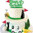 Golf Happy Birthday Cake Topper Golf Cart Tree Cake Decor Sport Theme Man Boy Girl Birthday Cake Decorations for Golf Theme Party Supplies (Green 3)