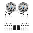 7'' Inch Chrome Universal Slim Fan Push Pull Electric Radiator 12V 80W High Performance Cooling Fan Mount Kit Set of 2