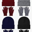 Glooarm 8 Pack Winter Hat and Gloves Set for Men Women Warm Beanies Knit Gloves Unisex Warm Sets, Color: Black, Navy Blue, Burgundy, Black and White, One Size