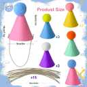 15 Pcs Mini Party Hats for Stuffed Animals - Small Cone Hats with Elastic String for Dolls, Cats, Dogs, Rabbits, Puppies, Pet Birthday Party Decorations & Photo Props - Multicolor, 1.9''x 3.1''