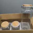 Set of 3 Glass Storage Jars with Bamboo Lids, Clear Kitchen Canister Set for Coffee, Tea, Sugar, Snacks and Dry Food