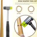 Ring Sizer Measuring Tool Kit Ring Mandrel Sizing Kit Finger Ring Size Measurer Ring Shaper to Fix Bent Rings Resize Repair Jewelers Mandrel and Hammer Ring Size Adjuster (WOOD-12PCS)