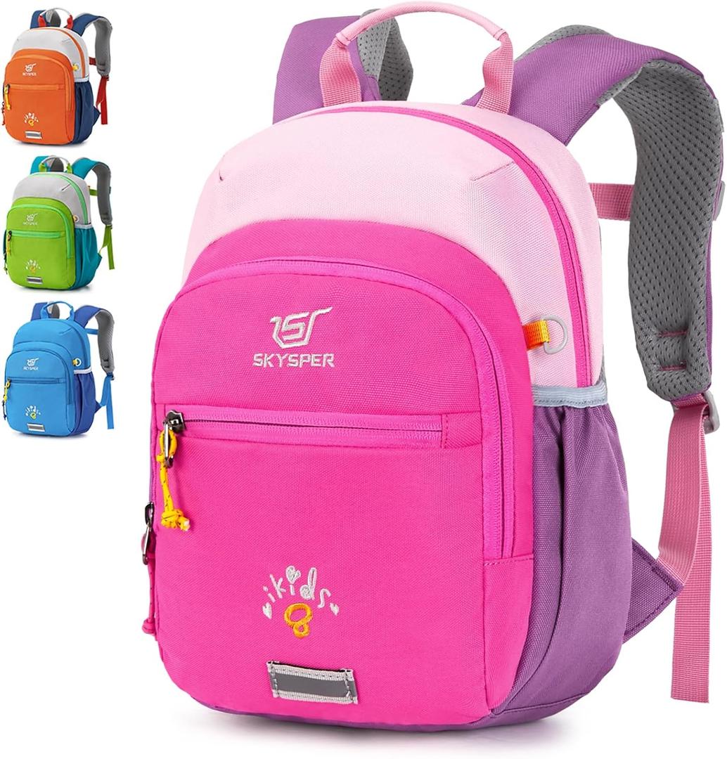 SKYSPER Toddler Backpack for Girls Boys Age 2-8, Cute Small Kids Backpack for Preschool Kindergarten and Travel, Pink