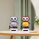Solar Powered Toy Owl Dancing Figure, Cute Solar Dancing Shaking Head Animals for Car Dashboard Decoration and Desk Ornament (B-Brown)