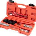 iCRIMP KIT-1096D PEX Clamp Tool Kit for 3/8 to 1 inch PEX Cinch Clamps, with 20pcs 1/2 inch & 10pcs 3/4 inch PEX Cinch Clamp Rings, PEX Tubing Cutter, All-in-one PEX Crimping Tool Kit
