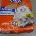 2 x Hefty Ultra Strong 13 Gallon Trash Bags, Tall Kitchen Trash Bags 13 Gallon Size, Drawstring Closure, Continuous Odor Control, White, Unscented, 80 Bags