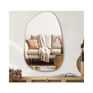 PERFNIQUE Irregular Wall Mirror Asymmetrical Mirror, 40''x26'' Gold Mirror for Bathroom Bedroom Living Room Entryway, Decorative Modern Wall Decor, Wall Mounted (Gold, 40" x 26")