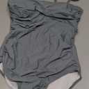 Smismivo Women's Strapless One Piece Tummy Control Swimsuit Vintage Retro Ruched Bandeau Bathing Suit Padded Slimming Tube Top Shirred Swimwear L