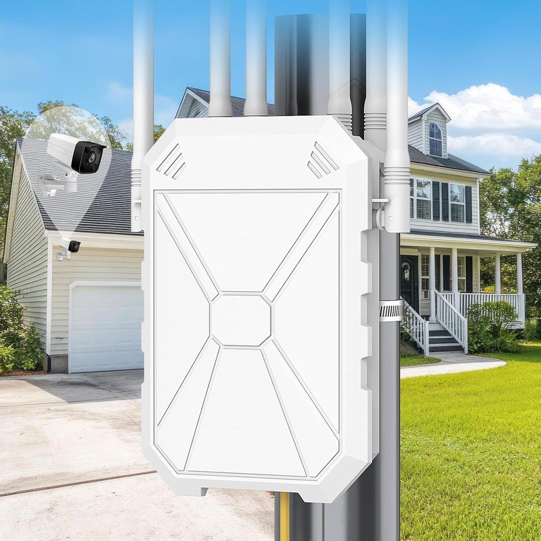 Outdoor WiFi Extender AC1200, Long Range Outdoor WiFi Booster, Outdoor WiFi Access Point, IP67 Weatherproof, Repeater/AP/Router Mode, with PoE, WPA3 Security, for Patio, Starlink, Yard, Farm