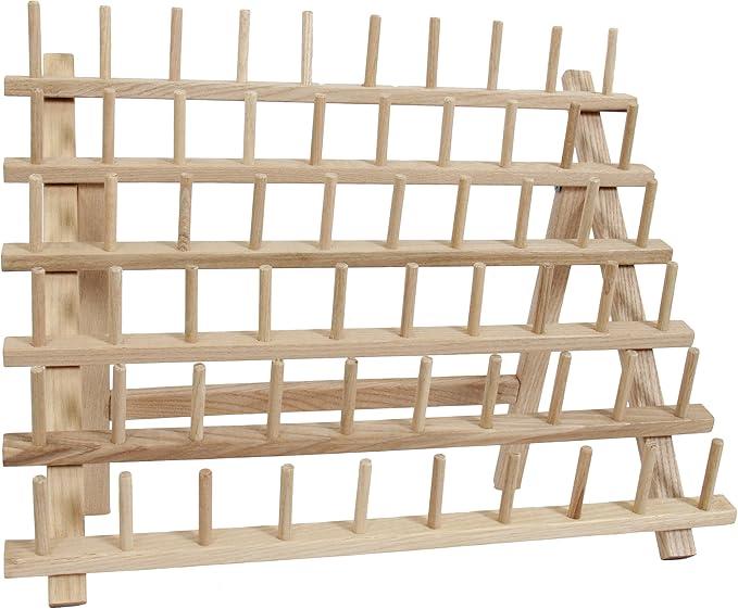 Threadart 60 Spool Cone Wood Thread Rack | Made of Hardwood, Sturdy, Freestanding or Wall Mount | Fits Mini-King Size Cones & Most Spools | For Sewing, Embroidery, Quilting, & Specialty Thread Storage