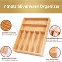 Besilord Silverware Organizer Kitchen Drawer Organizer Utensil Organizer Bamboo Silverware Holder Cutlery Organizer in Drawer Flatware Organizer Tray(7 slots, Natural)