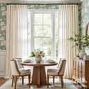 jinchan Beige Linen Blend Curtains 90 Inches Length 2 Panels for Bedroom Living Room, Light Filtering 50 Inches Wide Natural Farmhouse Drapes with Rod Pocket Back Tab (50W x 90L, Ecru)