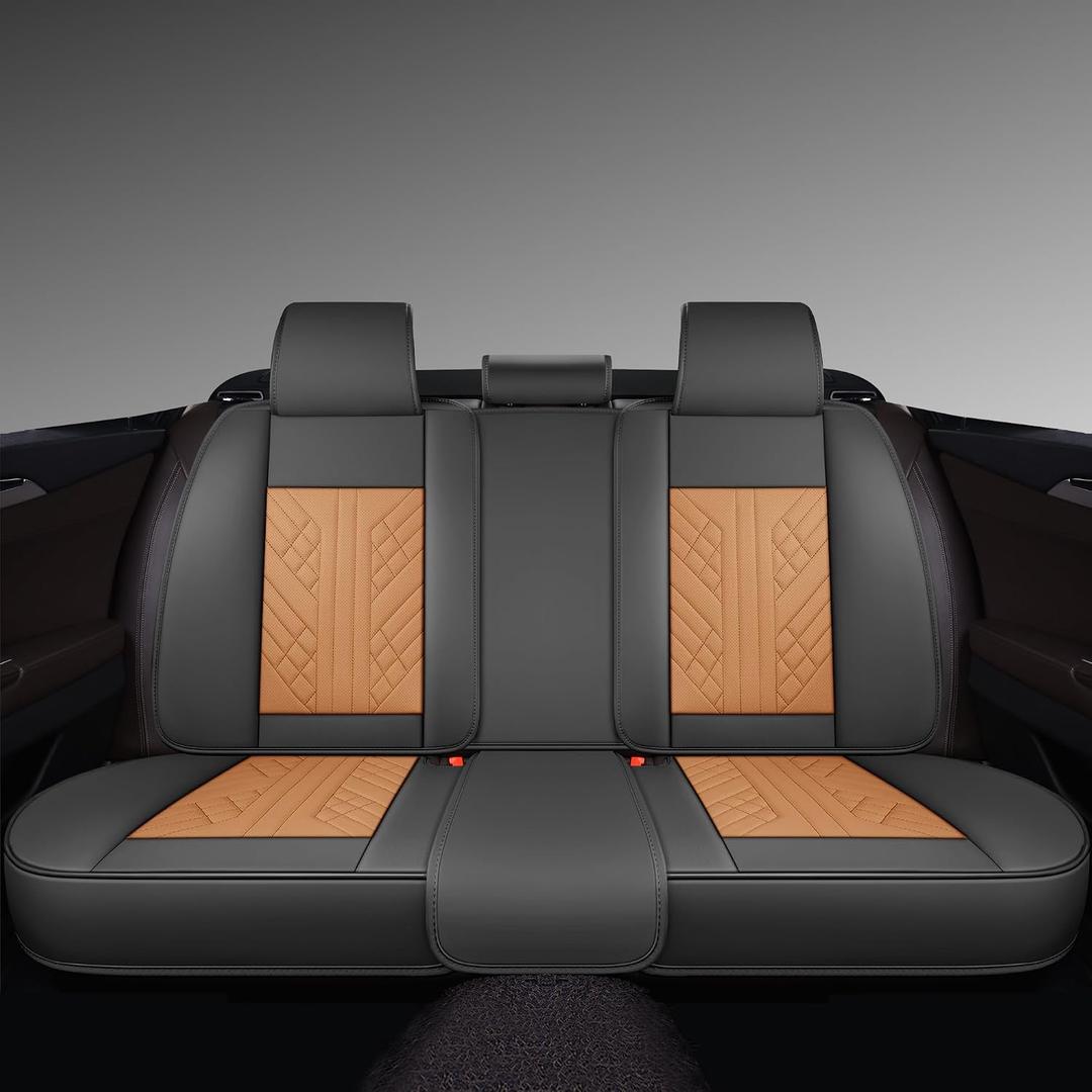 GXT Bench Seat Cover, Premium Faux Leather Bench Seat Covers for Trucks - Universal Fit for Most Sedans SUV Pick-up Truck, Durable for Long Lasting Protection(Earth Yellow and Grey)