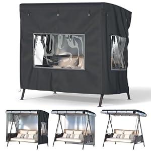 TBNO Outdoor Swing Cover,Patio Swing Chair Cover,Garden Hammock Glider Chair Cover,Can be Used Without Disassembly,Black (87”x60”x72”)