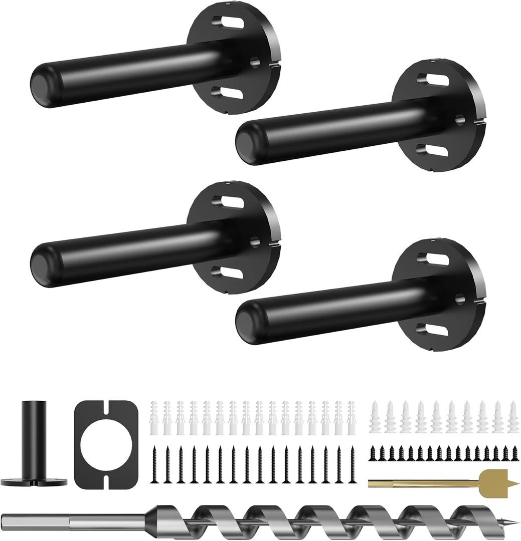 4pcs Wall Shelf Brackets Heavy Duty Floating Shelf Bracket Hidden,Invisible Black Shelving Brackets Decorative Floating Shelf Hardware Heavy Duty,Metal Shelf Support Bracket (4 inch-4pcs)