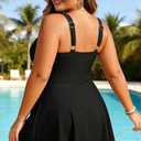 Yonique Plus Size Swim Dresses for Women- One Piece Swimsuit Tummy Control Flowy Bathing Suit Full Coverage Swimwear 2025 (Black)