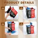 Wonderjune Foldable Disposable Shoe Cover Box Dispenser Fabric Storage Bin Holder with Used Shoe Covers and Welcome Please or Remove Sign for Open House Supplies(Black, Red)