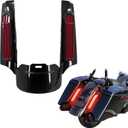 Motorcycle LED Rear Fender Extension Fascia Mudguard with Turn Signals Brake Running Lights Fit for Harley Touring CVO Road Glide Road King Electra Glide Street Glide 2014-up (Red Lens)